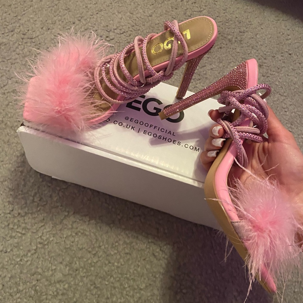 ego brand pink stiletto wrap heels